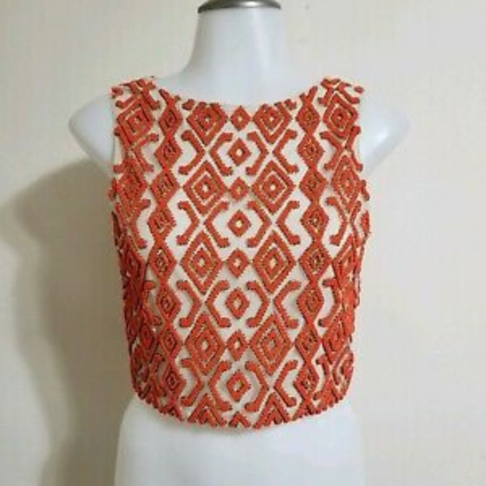 Alice & Olivia Beaded Crop Top